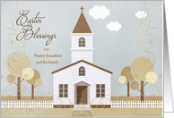 Custom Easter for Pastor Sepia Tones Illustrated Church card