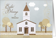 for Minister on Easter Church Illustration in Sepia Tones card