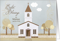Minister and Wife on Easter Church Illustration in Sepia Tones card