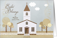 Pastor and Wife on Easter Church Illustration in Sepia Tones card