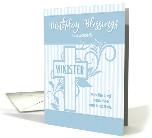 for Minister on his Birthday Cross with Blue Stripes card (1197832)