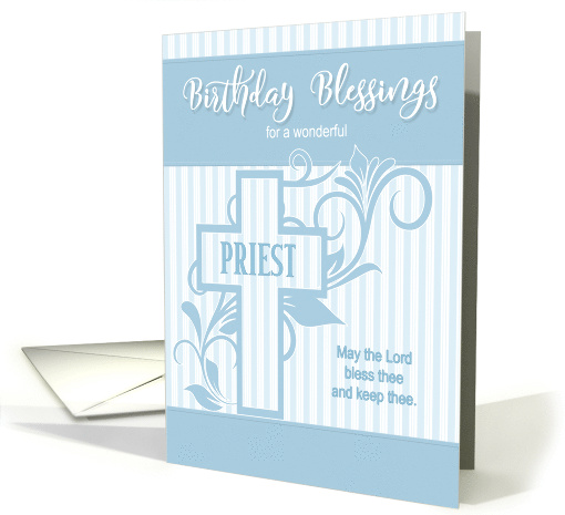 for Priest on his Birthday Cross with Blue Stripes card (1197838)