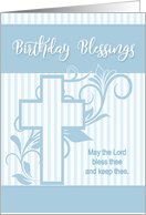 Blessings on Your Birthday Cross with Blue Stripes card