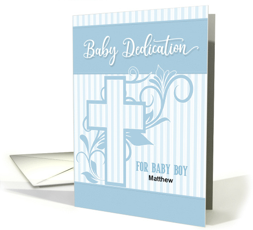 Baby Boy Dedication Day Blessings Blue Stripes Custom card (1197854)