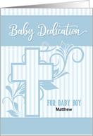 Baby Boy Dedication Day Blessings Chapel with Blue Stripes Custom card