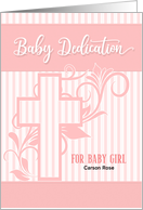 Baby Girl Dedication Day Blessings Chapel with Pink Stripes Custom card