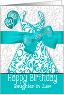 22nd Birthday for Daughter in Law Trendy Bling Turquoise Dress card