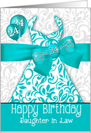 24th Birthday for Daughter in Law Trendy Bling Turquoise Dress card