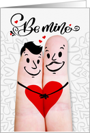for Gay Partner Be Mine Valentine Finger Couple with Hearts card