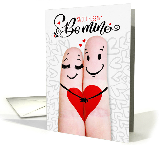 for Husband Be Mine Valentine Finger Couple with Hearts card (1223898)