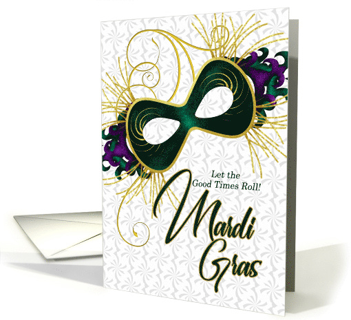 Mardi Gras in Violet Gold Green Mask card (1225662)