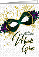 Across the Miles Mardi Gras Violet, Gold and Green Mask card