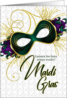 French Mardi Gras Violet, Gold and Green Mask card