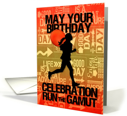 Birthday Female Runner Sport Theme in Orange and Golds card (1232680)