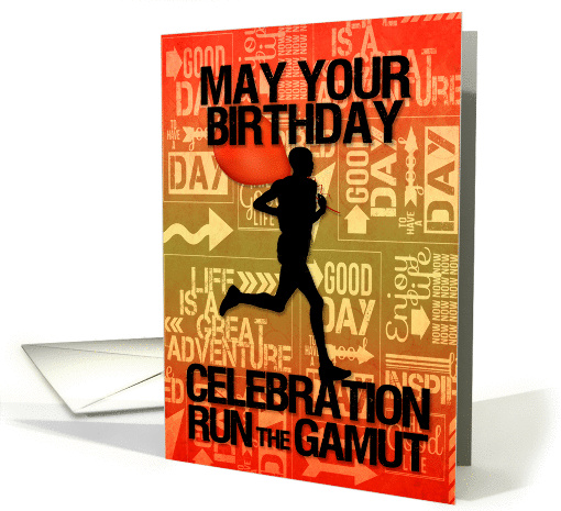 Birthday Male Runner Sport Theme in Orange and Golds card (1232694)