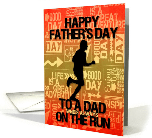 for Dad on Father's Day Runner Sport Theme in Orange and Golds card