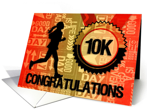 10K Run Congratulations Sports Theme in Orange and Gold card (1233072)