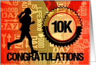 10K Run Congratulations Sports Theme in Orange and Gold card