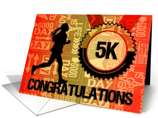 5K Run Congratulations Sports Theme in Orange and Gold card (1233074)