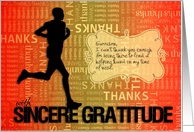 Thank You Running Sports Theme in Orange and Gold Custom card