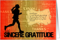 Thank You Running Sports Theme in Orange and Gold Custom card