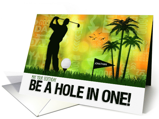 Custom Birthday for a Golfer in a Golf Sports Theme Custom Name card