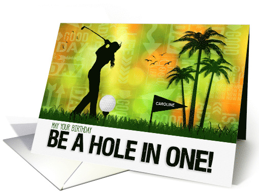 Birthday for a Female Golfer in a Golf Sports Theme Custom Name card