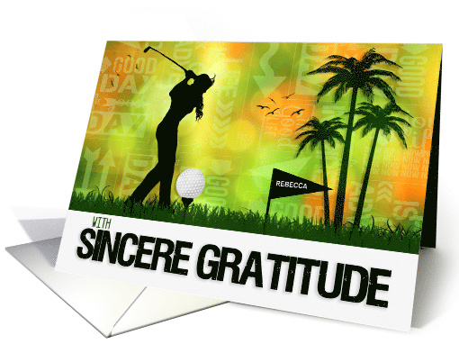 Custom Thank You Golfer Female Golfer Sports Theme card (1250202)