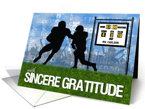 Custom Thank You Team Parent Football Theme Players on the Field card