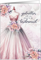 Godmother Bridesmaid Request Blush Pink Botanical Wedding card