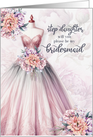 Step Daughter Bridesmaid Request Blush Pink Botanical Wedding card