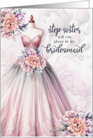 Step Sister Bridesmaid Request Turquoise and Silver Wedding Custom card