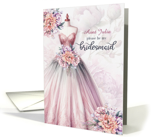 Aunt Bridesmaid Request Blush Pink Botanical Wedding Custom card