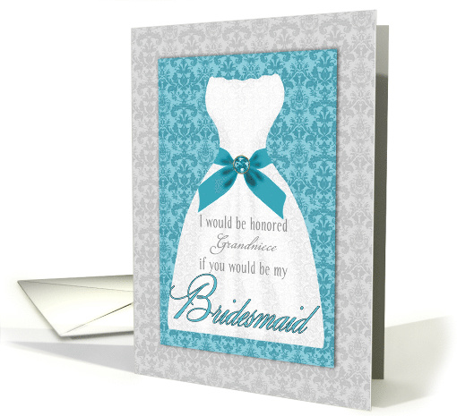 Bridesmaid Request Turquoise and Silver Custom Name or Relation card