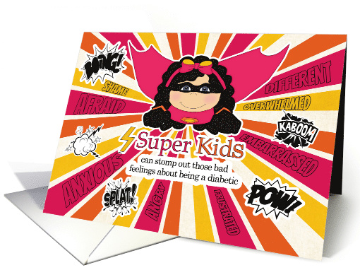 Juvenile Diabetes Get Well for Kids Super Kids Comic Book Theme card