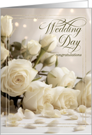 for Friend on Their Wedding Day White Rose Elegance card