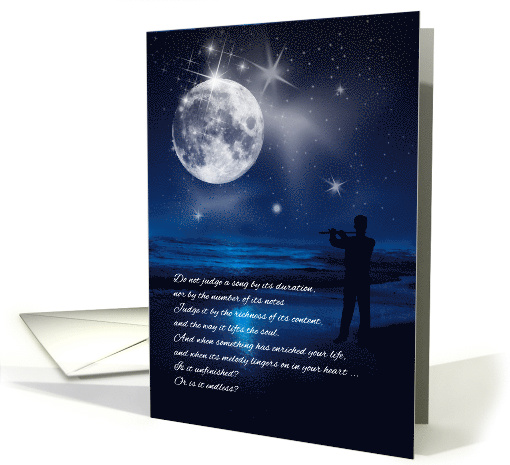 Loss of a Male Partner Sympathy Moonlit Beach Endless Song card
