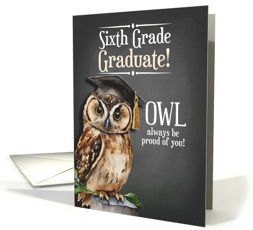 6th Grade Graduate Chalkboard OWL Always be Proud of You card