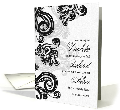 Diabetes Get Well Black and White Classy Swirls card (1274424)