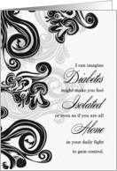 Diabetes Get Well Black and White Classy Swirls card