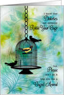 Diabetes Get Well Bird Cage Blue and Gold Theme card
