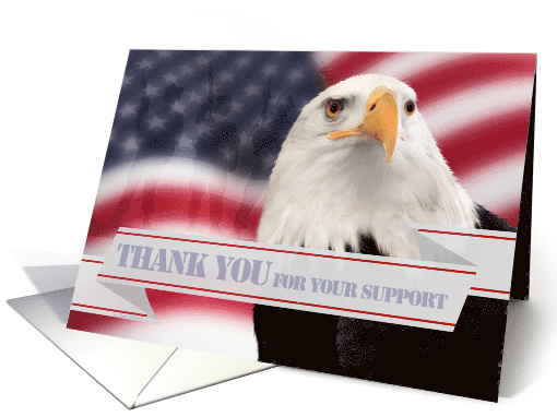 Thank You for Your Support American Eagle USA Flag Blank Inside card