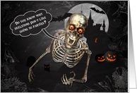 Halloween Skeleton Tells a Funny Joke Graveyard Scene card