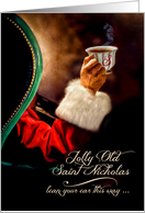 Vintage Santa Relaxing with a Hot Beverage card