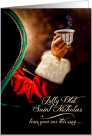 Across the Miles Vintage Santa Relaxing with a Hot Beverage card
