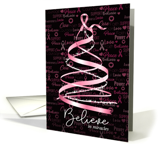 Breast Cancer Awareness Christmas Pink Ribbon Tree card (1341238)