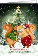 for Godmother and Godfather on Christmas Squirrels in Love card