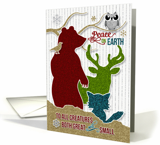 Peace on Earth Woodland Creatures Holiday Stamp Style card (1345364)