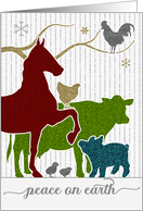 Peace on Earth Barnyard Animals Holiday Sticker Style card