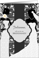 Bridesmaid Request Two Brides Charcoal Elegance Custom card
